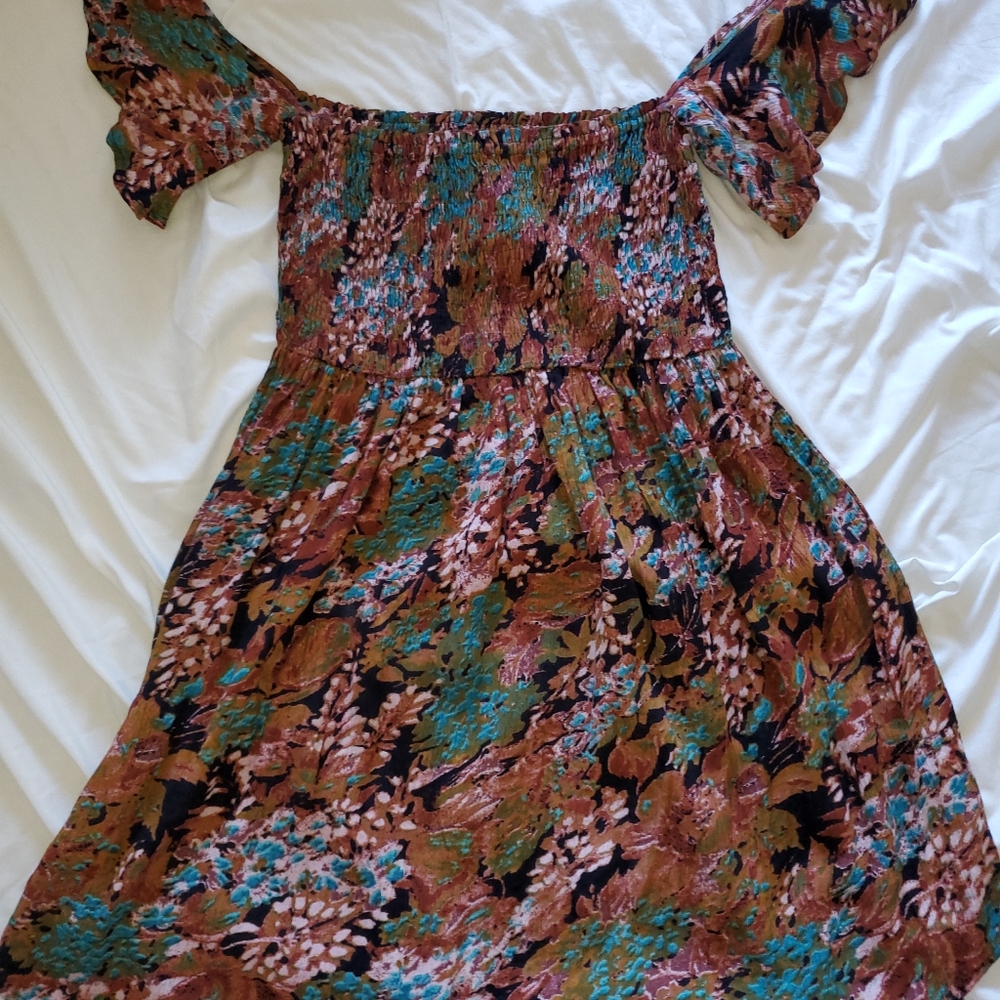 O'Neill stretchy off the shoulder beach dress
